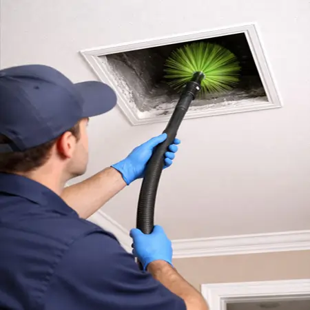 hose during professional duct cleaning